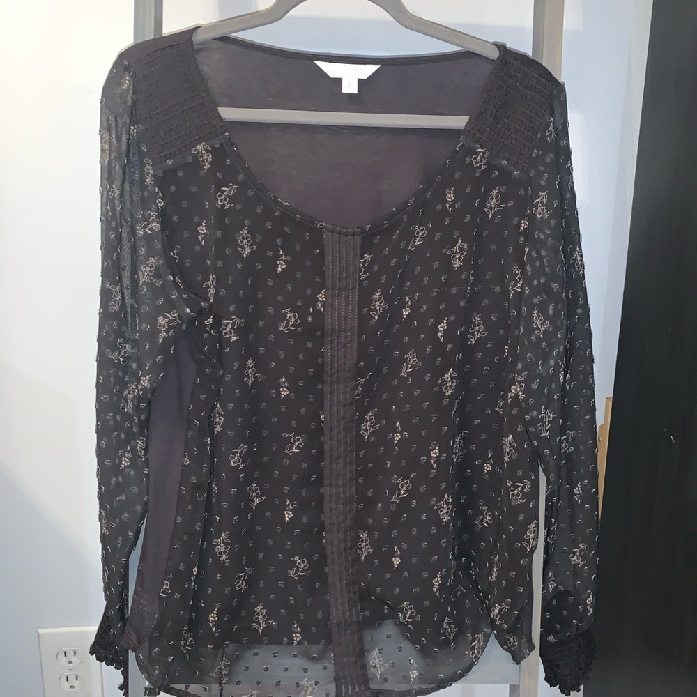 Lauren Conrad Floral Button Up Long Sleeve Shirt L